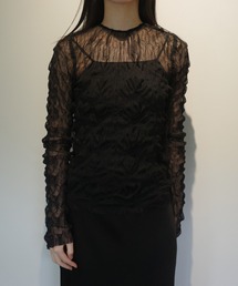 CLANE CRINKLED PLEAT SHEER TULLE TOPS