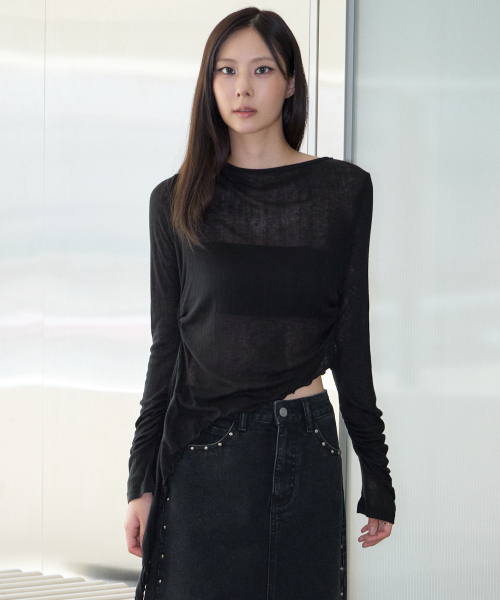 UNKNOWN PLANET（アンノウンプラネット）の「2WAYシアードレープロングスリーブTシャツ ブラック（Tシャツ/カットソー・レディース・その他・FREE）」の7枚目の写真