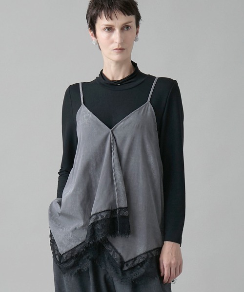leswel(レスウェル)の「【M/L】レーストリムキャミブラウス(シャツ/ブラウス・レディース・チャコール/ベージュ/ダークブラウン・L/M)」の7枚目の写真