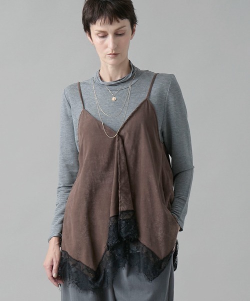 leswel(レスウェル)の「【M/L】レーストリムキャミブラウス(シャツ/ブラウス・レディース・チャコール/ベージュ/ダークブラウン・L/M)」の10枚目の写真