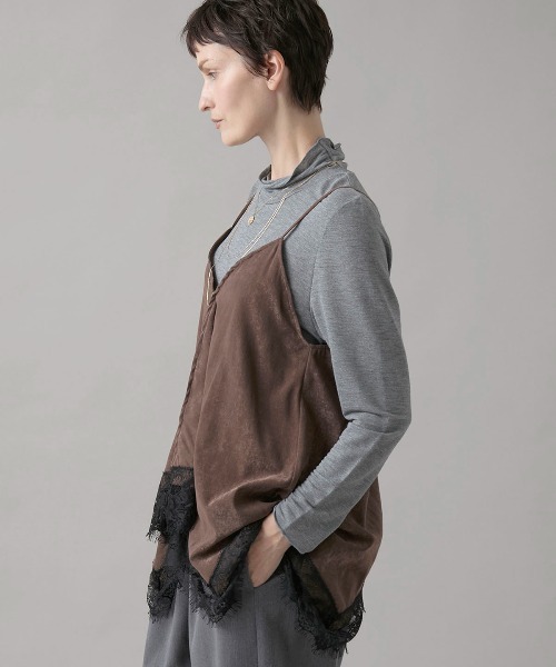 leswel(レスウェル)の「【M/L】レーストリムキャミブラウス(シャツ/ブラウス・レディース・チャコール/ベージュ/ダークブラウン・L/M)」の11枚目の写真