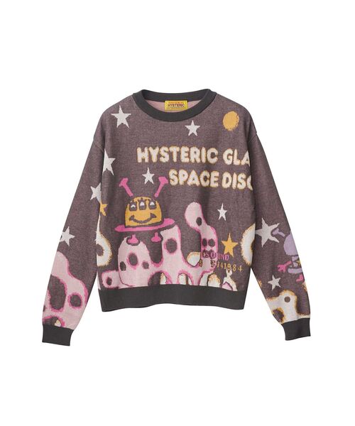 HYSTERIC GLAMOUR(ヒステリックグラマー)の「SPACE DISCOジャカード セーター(ニット/セーター・レディース・チャコールグレー/パープル・FREE)」の2枚目の写真