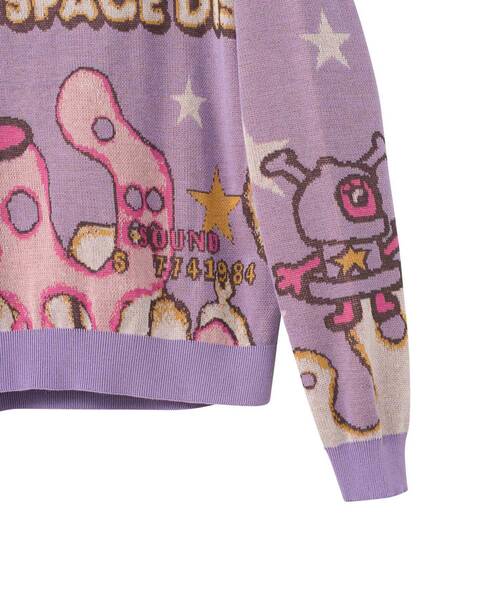 HYSTERIC GLAMOUR(ヒステリックグラマー)の「SPACE DISCOジャカード セーター(ニット/セーター・レディース・チャコールグレー/パープル・FREE)」の4枚目の写真
