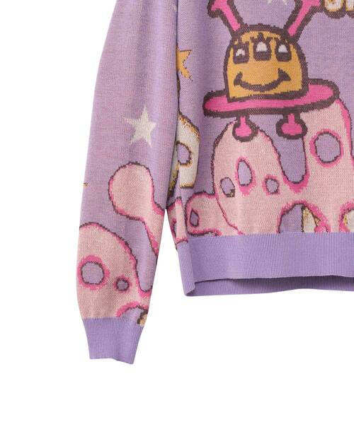 HYSTERIC GLAMOUR(ヒステリックグラマー)の「SPACE DISCOジャカード セーター(ニット/セーター・レディース・チャコールグレー/パープル・FREE)」の5枚目の写真
