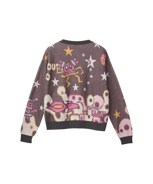 HYSTERIC GLAMOUR(ヒステリックグラマー)の「SPACE DISCOジャカード セーター(ニット/セーター・レディース・チャコールグレー/パープル・FREE)」の6枚目の写真