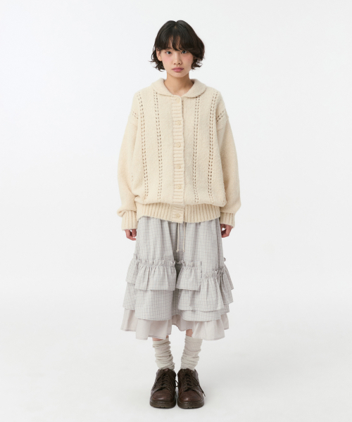 OHESHIO(オヘシオ)の「チェックフリルミディスカート、ライトベージュ(スカート・レディース・その他・FREE)」の12枚目の写真