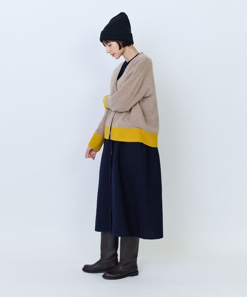 LOISIR（ロワズィール）の「ウール天竺配色カーディガン（カーディガン/ボレロ・レディース・ネイビー/レッド/ベージュ/ダークブラウン・FREE）」の7枚目の写真