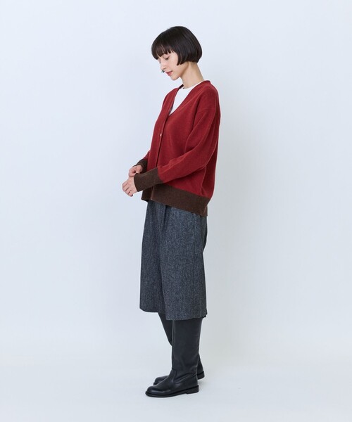 LOISIR（ロワズィール）の「ウール天竺配色カーディガン（カーディガン/ボレロ・レディース・ネイビー/レッド/ベージュ/ダークブラウン・FREE）」の11枚目の写真