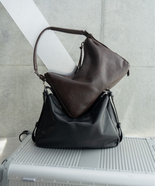 SINSS(シンス)の「Square hobo bag / スクエアホーボーバッグ(ショルダーバッグ・メンズ・ブラウン/ブラック・FREE)」の21枚目の写真