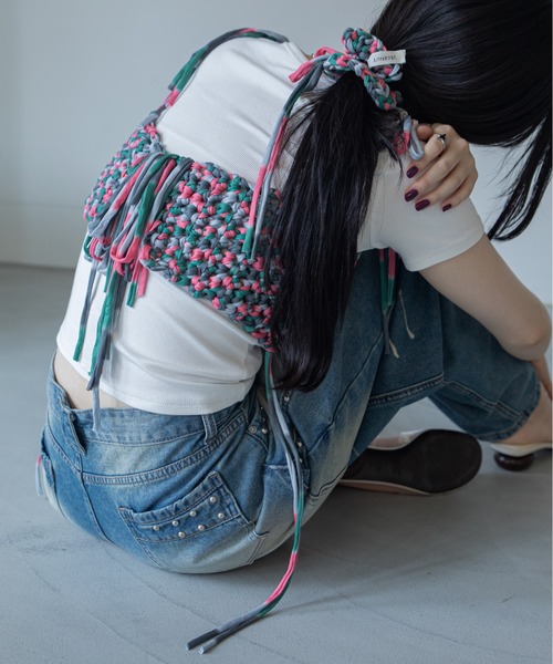VACANCY(ヴァカンシー)の「【VACANCY公式】ハンドメイドミックスカラービスチェ/シュシュ(キャミソール・レディース・ダークグリーン/オレンジ・FREE)」の19枚目の写真