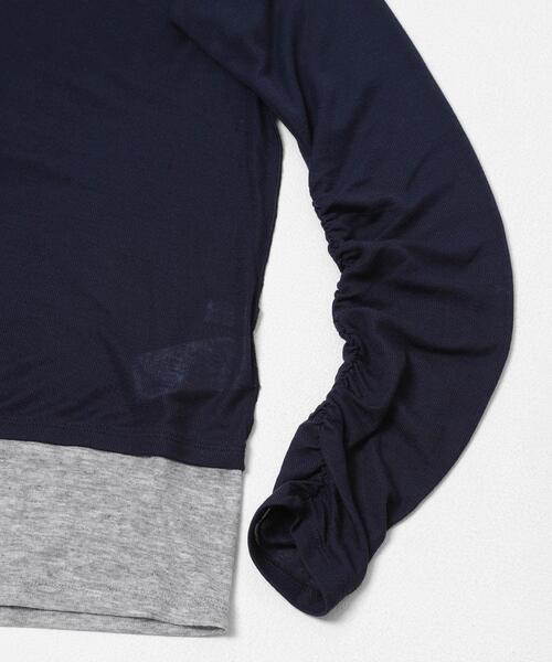 SENSE OF PLACE by URBAN RESEARCH(センスオブプレイスバイアーバンリサーチ)の「シャーリングスリーブレイヤードTシャツ(Tシャツ/カットソー・レディース・ネイビー・ONE)」の12枚目の写真