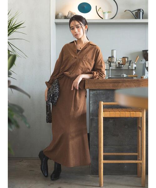Te chichi(テチチ)の「【UVカット/マシンウォッシャブル】スエードライクスカート(セットアップ可)(スカート・レディース・チャコールグレー/ブラウン/オフホワイト・F)」の5枚目の写真