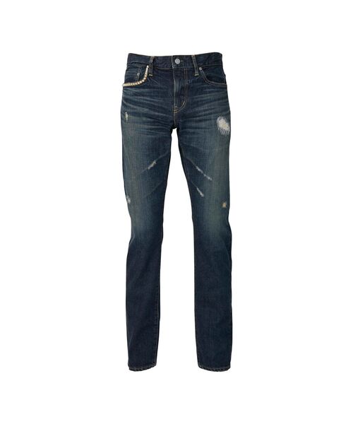 HYSTERIC GLAMOUR(ヒステリックグラマー)の「RW CLASH加工 スリムストレートデニムパンツ(デニムパンツ・メンズ・ダークインディゴブルー・28inch/34inch/33inch/32inch/30inch/29inch)」の1枚目の写真