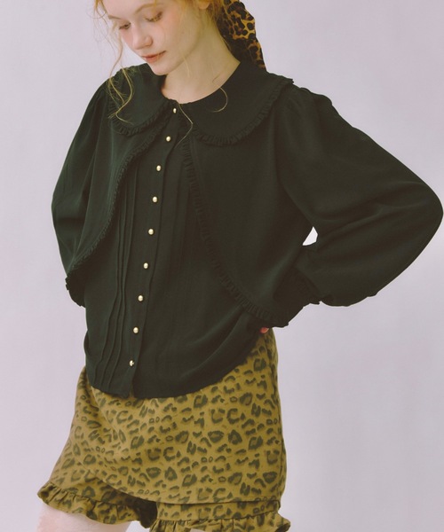 トップス idem vintage lace big collar blouse many frill vintage collar blouse / ビンテージ調フリル襟ブラウス