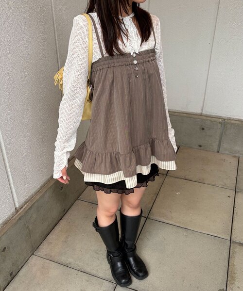 CIAOPANIC(チャオパニック)の「2WAYピンストライプチュニックキャミワンピース(チュニック・レディース・ベージュ/チャコールグレー/グレー・ONE SIZE)」の13枚目の写真