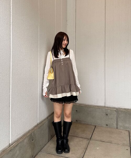 CIAOPANIC(チャオパニック)の「2WAYピンストライプチュニックキャミワンピース(チュニック・レディース・ベージュ/チャコールグレー/グレー・ONE SIZE)」の16枚目の写真