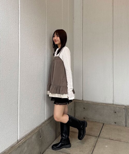 CIAOPANIC(チャオパニック)の「2WAYピンストライプチュニックキャミワンピース(チュニック・レディース・ベージュ/チャコールグレー/グレー・ONE SIZE)」の17枚目の写真