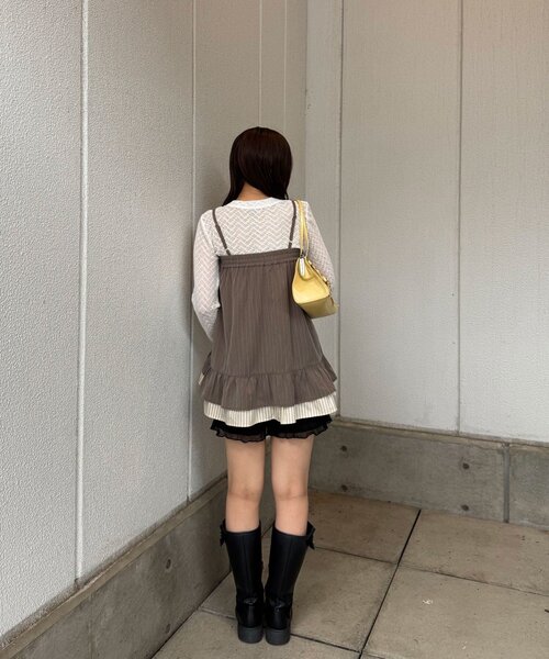 CIAOPANIC(チャオパニック)の「2WAYピンストライプチュニックキャミワンピース(チュニック・レディース・ベージュ/チャコールグレー/グレー・ONE SIZE)」の18枚目の写真