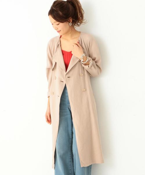 Another Edition(アナザーエディション)の「スモーキーノーカラートレンチコート/AEBFC スモーキーOX NC TRC◆(トレンチコート・レディース・ブラック/ベージュ/ネイビー・SMALL/MEDIUM)」の1枚目の写真