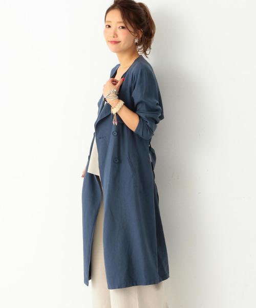 Another Edition(アナザーエディション)の「スモーキーノーカラートレンチコート/AEBFC スモーキーOX NC TRC◆(トレンチコート・レディース・ブラック/ベージュ/ネイビー・SMALL/MEDIUM)」の3枚目の写真