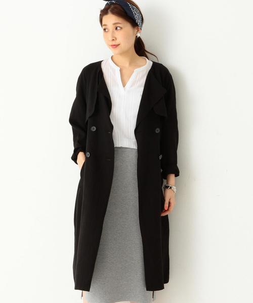 Another Edition(アナザーエディション)の「スモーキーノーカラートレンチコート/AEBFC スモーキーOX NC TRC◆(トレンチコート・レディース・ブラック/ベージュ/ネイビー・SMALL/MEDIUM)」の2枚目の写真