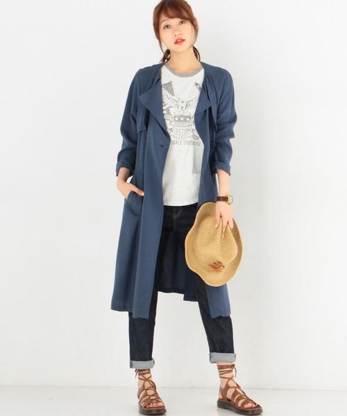 Another Edition(アナザーエディション)の「スモーキーノーカラートレンチコート/AEBFC スモーキーOX NC TRC◆(トレンチコート・レディース・ブラック/ベージュ/ネイビー・SMALL/MEDIUM)」の4枚目の写真