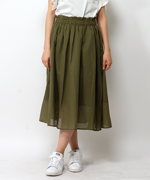 LBC(エルビーシー)の「コットンガーゼギャザースカート (スカート・レディース・オリーブ/ライトグレー/ダークブラウン・LARGE/MEDIUM)」の3枚目の写真