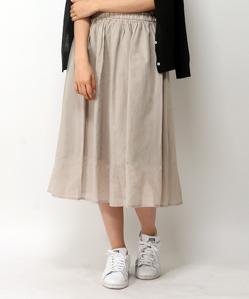 LBC(エルビーシー)の「コットンガーゼギャザースカート (スカート・レディース・オリーブ/ライトグレー/ダークブラウン・LARGE/MEDIUM)」の2枚目の写真