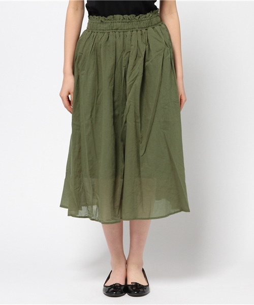 LBC(エルビーシー)の「コットンガーゼギャザースカート (スカート・レディース・オリーブ/ライトグレー/ダークブラウン・LARGE/MEDIUM)」の4枚目の写真
