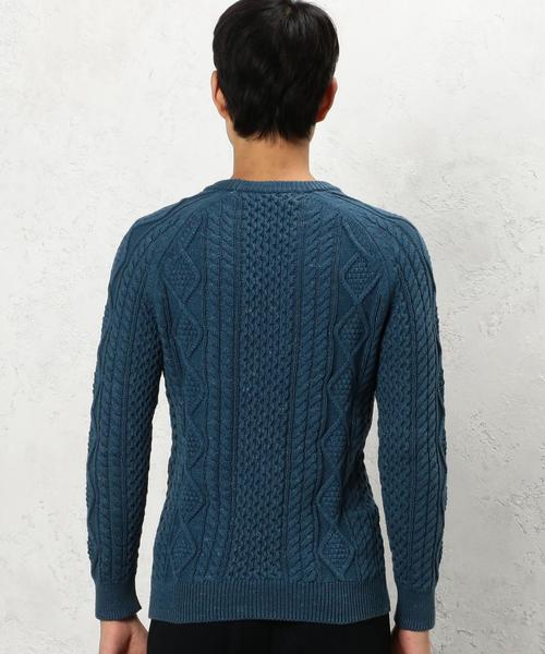 green label relaxing(グリーンレーベルリラクシング)の「BC WASHED ARAN C/N 5G ニット◆(ニット/セーター・メンズ・ベージュ/コバルトブルー/オリーブ・SMALL/LARGE/MEDIUM)」の4枚目の写真