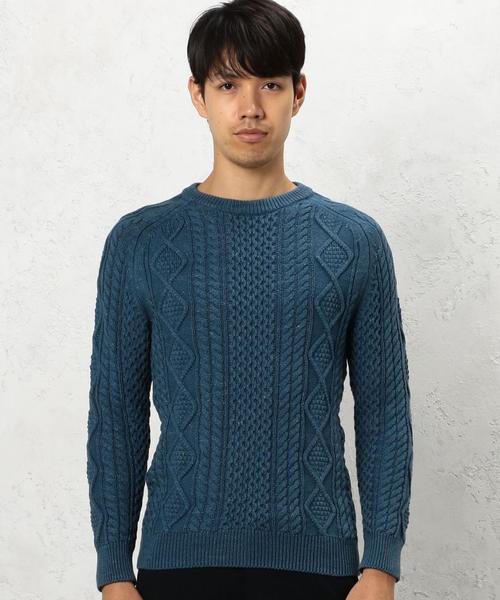 green label relaxing(グリーンレーベルリラクシング)の「BC WASHED ARAN C/N 5G ニット◆(ニット/セーター・メンズ・ベージュ/コバルトブルー/オリーブ・SMALL/LARGE/MEDIUM)」の5枚目の写真