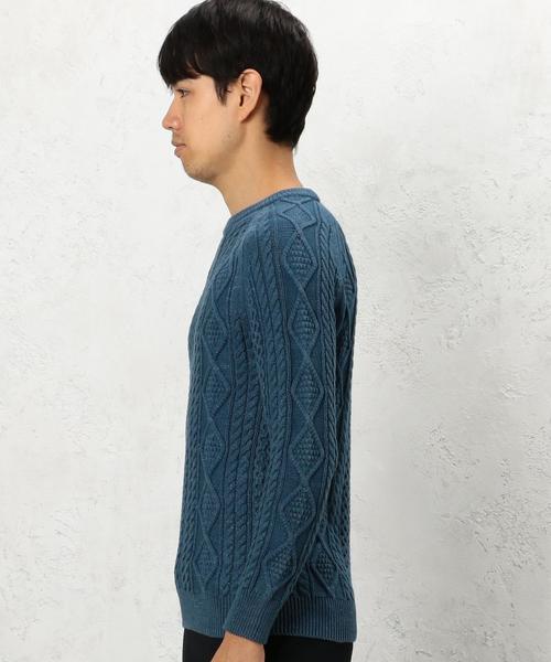 green label relaxing(グリーンレーベルリラクシング)の「BC WASHED ARAN C/N 5G ニット◆(ニット/セーター・メンズ・ベージュ/コバルトブルー/オリーブ・SMALL/LARGE/MEDIUM)」の6枚目の写真