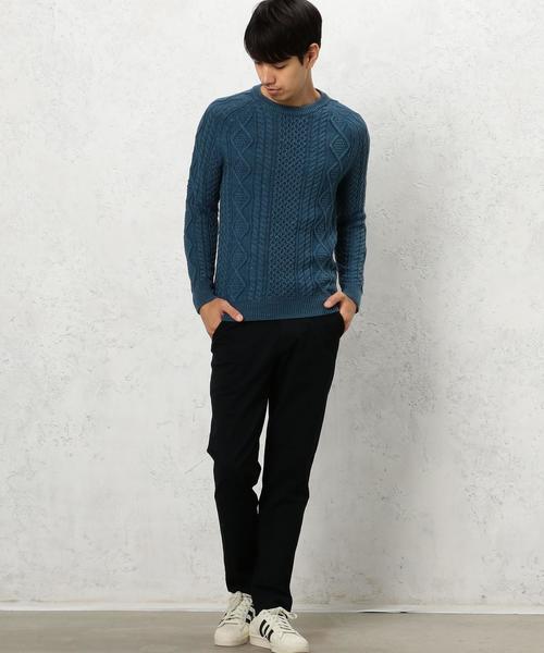 green label relaxing(グリーンレーベルリラクシング)の「BC WASHED ARAN C/N 5G ニット◆(ニット/セーター・メンズ・ベージュ/コバルトブルー/オリーブ・SMALL/LARGE/MEDIUM)」の7枚目の写真