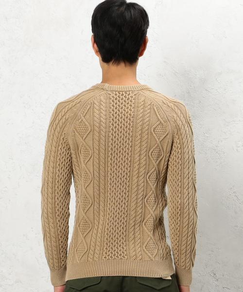 green label relaxing(グリーンレーベルリラクシング)の「BC WASHED ARAN C/N 5G ニット◆(ニット/セーター・メンズ・ベージュ/コバルトブルー/オリーブ・SMALL/LARGE/MEDIUM)」の13枚目の写真