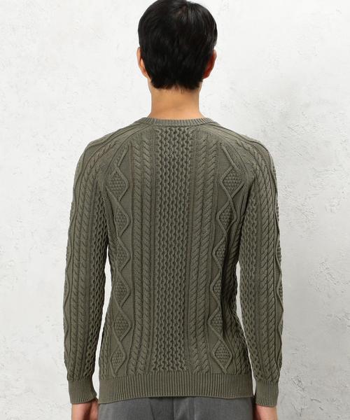 green label relaxing(グリーンレーベルリラクシング)の「BC WASHED ARAN C/N 5G ニット◆(ニット/セーター・メンズ・ベージュ/コバルトブルー/オリーブ・SMALL/LARGE/MEDIUM)」の15枚目の写真