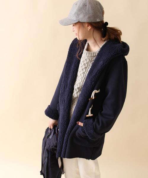 coen（コーエン）の「ボンディング裏ボアダッフルコート（ダッフルコート・レディース・ベージュ/ネイビー/ブラック・LARGE/MEDIUM）」の3枚目の写真