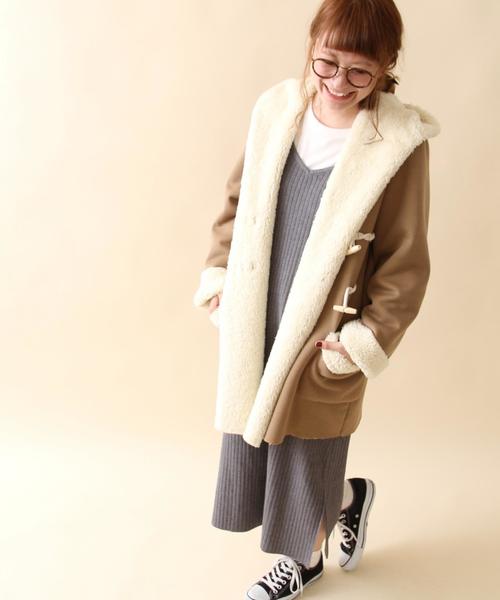 coen（コーエン）の「ボンディング裏ボアダッフルコート（ダッフルコート・レディース・ベージュ/ネイビー/ブラック・LARGE/MEDIUM）」の12枚目の写真