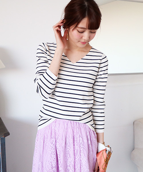 N.（N. Natural Beauty Basic）（エヌエヌナチュラルビューティーベーシック）の「総針Ｖネック（ニット/セーター・レディース・ホワイト系その他/ピンク/ホワイト/グレー/ネイビー・MEDIUM）」の3枚目の写真