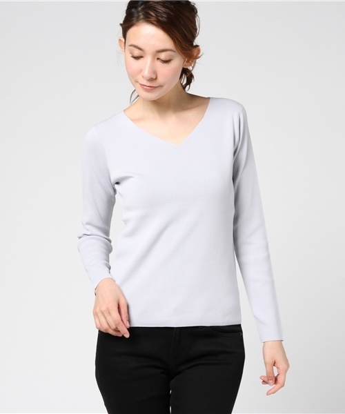 N.（N. Natural Beauty Basic）（エヌエヌナチュラルビューティーベーシック）の「総針Ｖネック（ニット/セーター・レディース・ホワイト系その他/ピンク/ホワイト/グレー/ネイビー・MEDIUM）」の17枚目の写真