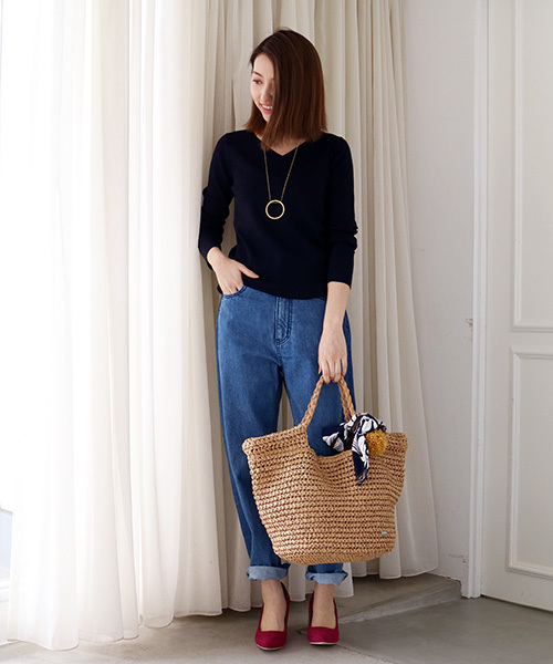 N.（N. Natural Beauty Basic）（エヌエヌナチュラルビューティーベーシック）の「総針Ｖネック（ニット/セーター・レディース・ホワイト系その他/ピンク/ホワイト/グレー/ネイビー・MEDIUM）」の10枚目の写真