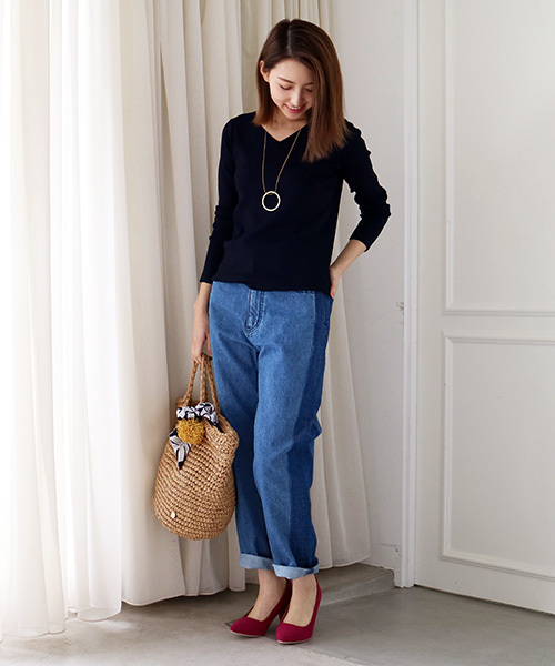 N.（N. Natural Beauty Basic）（エヌエヌナチュラルビューティーベーシック）の「総針Ｖネック（ニット/セーター・レディース・ホワイト系その他/ピンク/ホワイト/グレー/ネイビー・MEDIUM）」の11枚目の写真