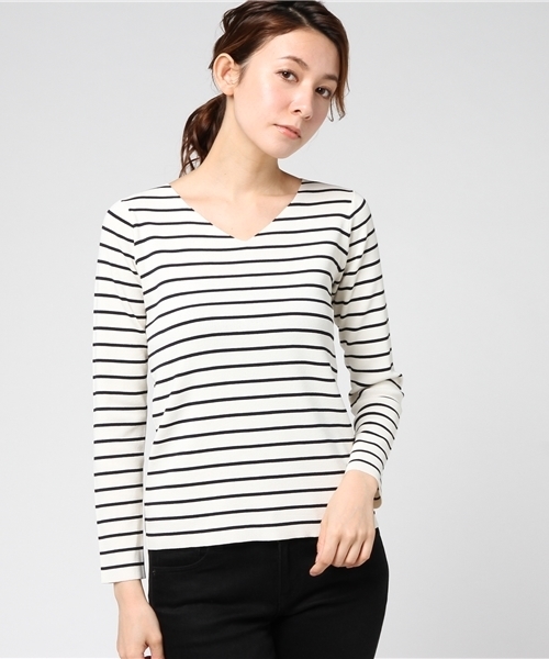 N.（N. Natural Beauty Basic）（エヌエヌナチュラルビューティーベーシック）の「総針Ｖネック（ニット/セーター・レディース・ホワイト系その他/ピンク/ホワイト/グレー/ネイビー・MEDIUM）」の6枚目の写真
