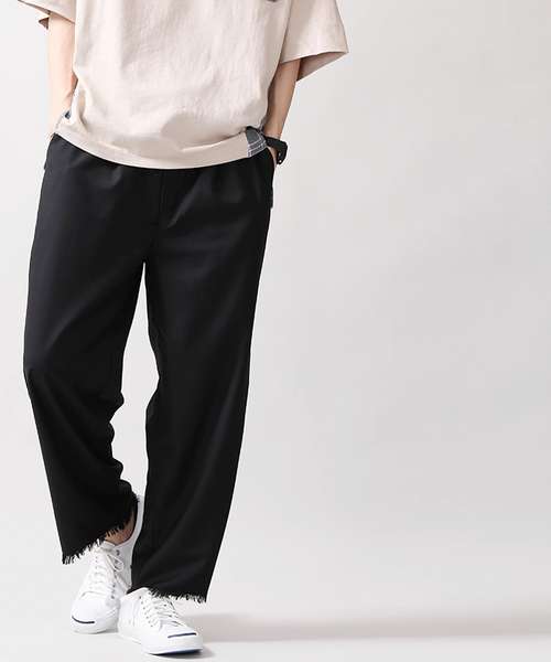 WEGO(ウィゴー)の「WEGO/フリンジヘムタックワイドパンツ(スラックス・メンズ・ブルー系その他4/ブラック・MEDIUM/LARGE)」の13枚目の写真