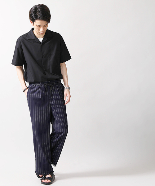 WEGO(ウィゴー)の「WEGO/フリンジヘムタックワイドパンツ(スラックス・メンズ・ブルー系その他4/ブラック・MEDIUM/LARGE)」の15枚目の写真