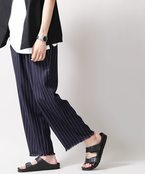 WEGO(ウィゴー)の「WEGO/フリンジヘムタックワイドパンツ(スラックス・メンズ・ブルー系その他4/ブラック・MEDIUM/LARGE)」の17枚目の写真