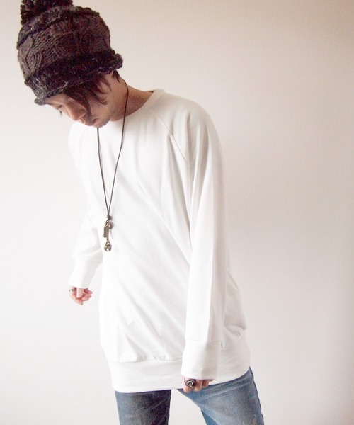 BEATJIVE（ビートジャイブ）の「スウェット 無地 クルーネック ラグランスリーブ プルオーバー トレーナー メンズ（スウェット・メンズ・ブラック/グレー/ブラック×ブルー/ネイビー/オフホワイト/ブラック系その他・FREE）」の2枚目の写真