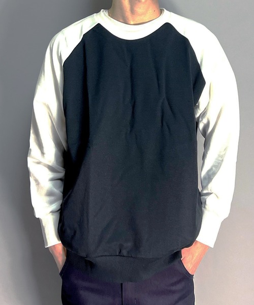 BEATJIVE（ビートジャイブ）の「スウェット 無地 クルーネック ラグランスリーブ プルオーバー トレーナー メンズ（スウェット・メンズ・ブラック/グレー/ブラック×ブルー/ネイビー/オフホワイト/ブラック系その他・FREE）」の3枚目の写真