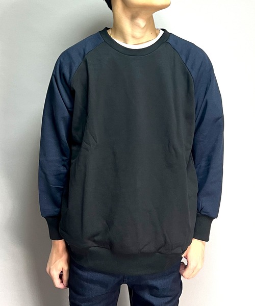 BEATJIVE（ビートジャイブ）の「スウェット 無地 クルーネック ラグランスリーブ プルオーバー トレーナー メンズ（スウェット・メンズ・ブラック/グレー/ブラック×ブルー/ネイビー/オフホワイト/ブラック系その他・FREE）」の4枚目の写真