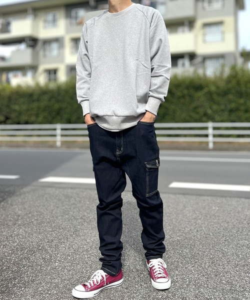 BEATJIVE（ビートジャイブ）の「スウェット 無地 クルーネック ラグランスリーブ プルオーバー トレーナー メンズ（スウェット・メンズ・ブラック/グレー/ブラック×ブルー/ネイビー/オフホワイト/ブラック系その他・FREE）」の8枚目の写真