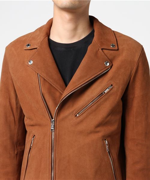 BLACK LABEL CRESTBRIDGE（ブラックレーベル・クレストブリッジ）の「ヌバックＷバイカーズ（ライダースジャケット・メンズ・ブラウン・L/M）」の6枚目の写真
